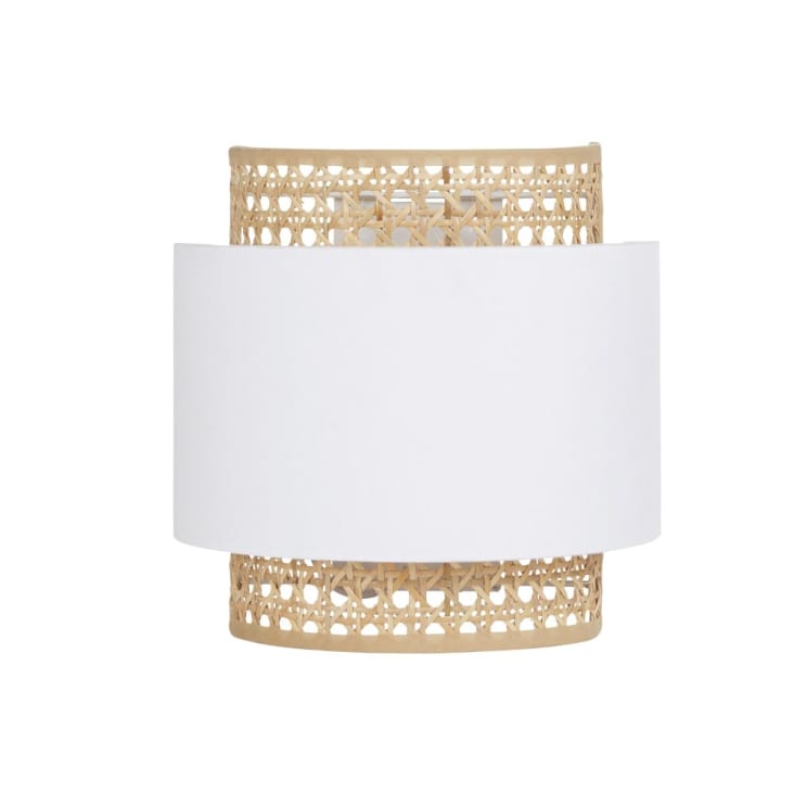Maisons du Monde LILA - Aplique con rejilla de ratán y tela blanca