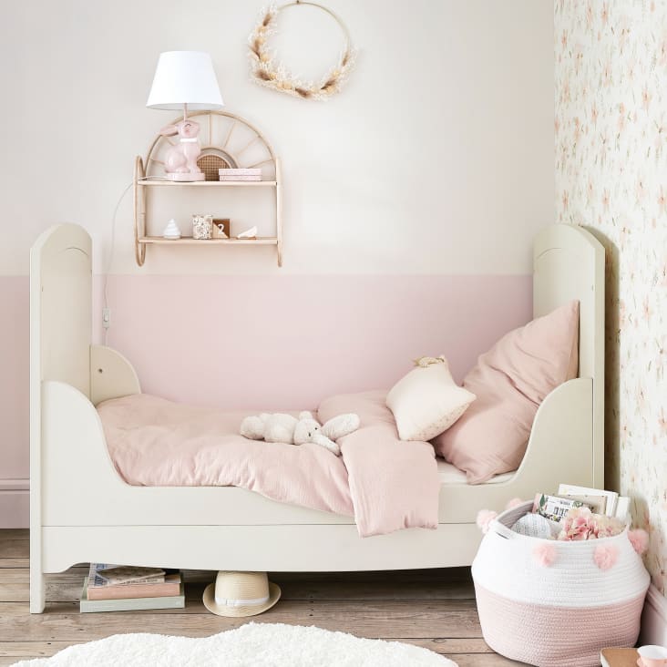 Maisons Du Monde Lila - Cesta Trenzada Rosa Y Blanca Con Pompones