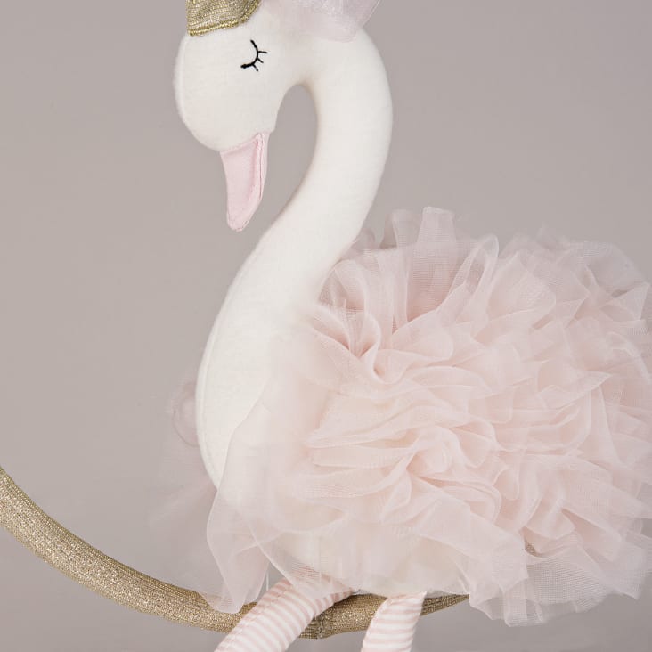 Maisons Du Monde LILLY - Decoración De Pared En Forma De Cisne Rosa Y Purpurina Dorada 45x45