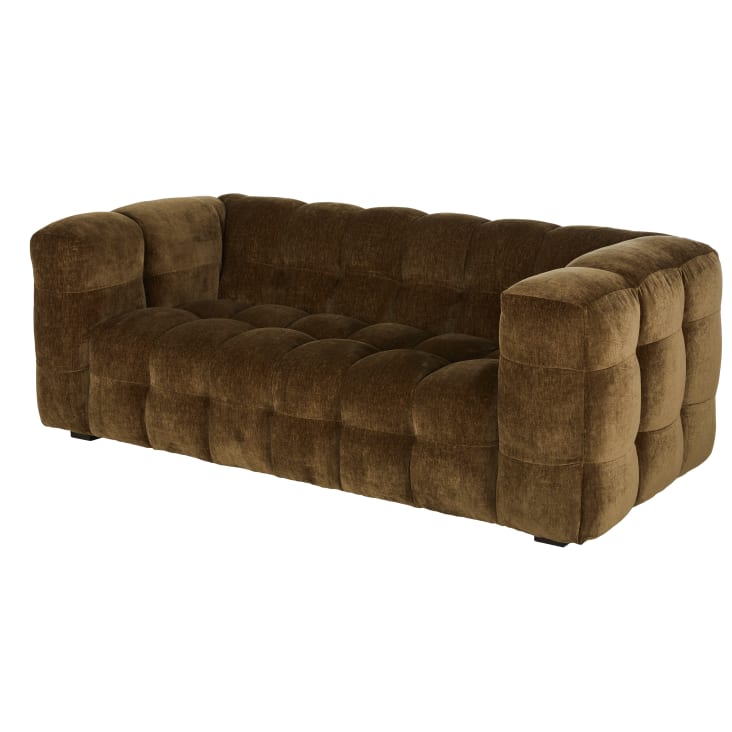 Maisons Du Monde Lilo - Sofá De 2 Plazas De Terciopelo Verde Caqui