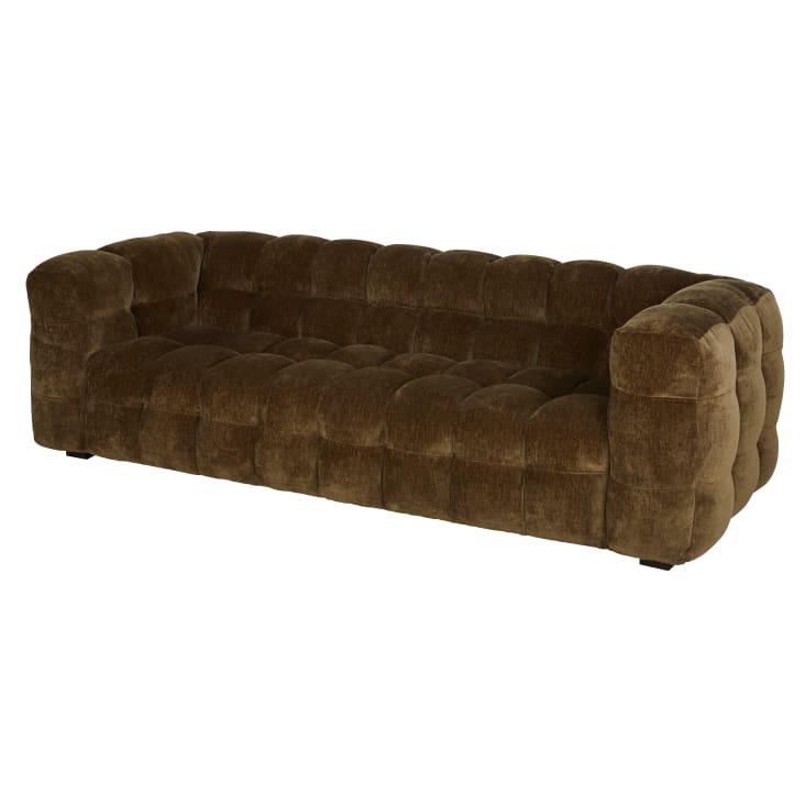 Maisons Du Monde Lilo - Sofá De 3/4 Plazas De Terciopelo Verde Caqui