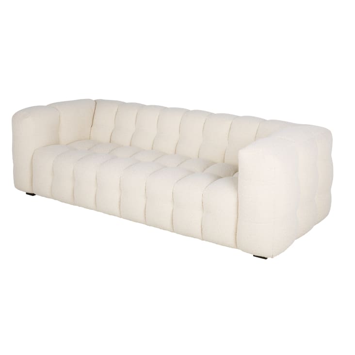 Maisons Du Monde Lilo - Sofá De 3 Plazas De Tela Rizada Color Crudo