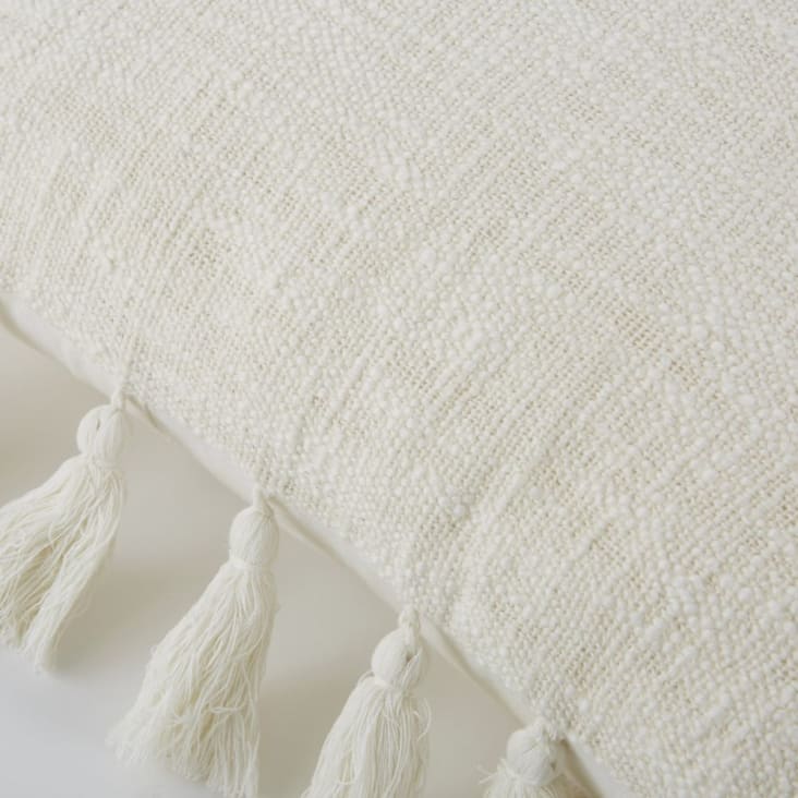 Maisons Du Monde LIMANA - Cojín De Algodón Crudo Con Borlas 50 X 50