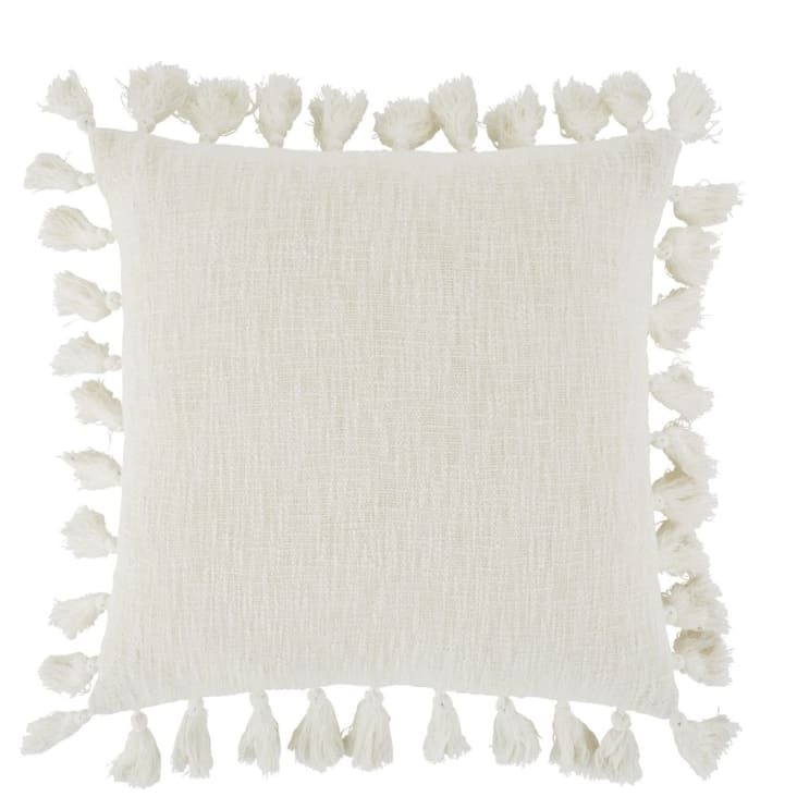 Maisons du Monde LIMANA - Cojín de algodón crudo con borlas 50 x 50