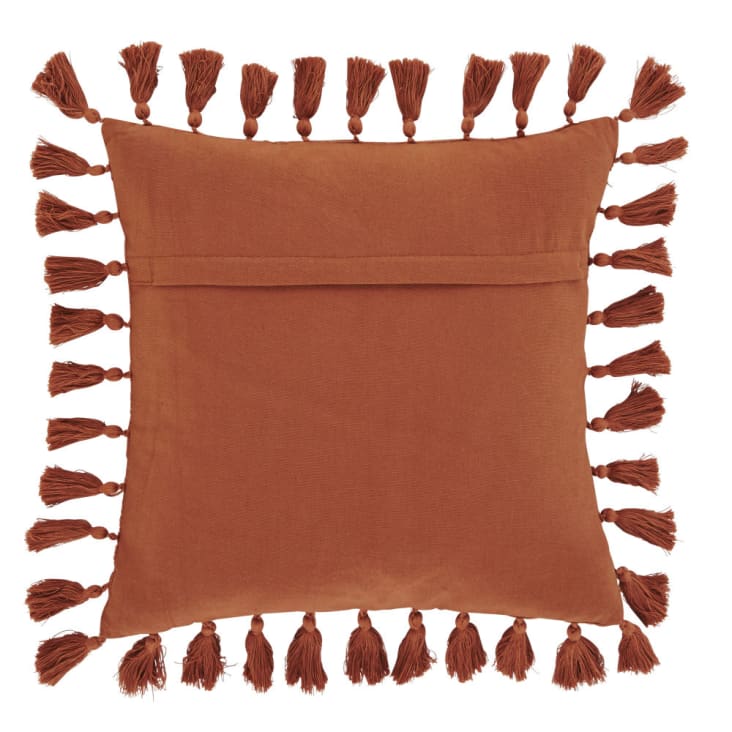 Maisons Du Monde LIMANA - Cojín De Algodón Terracota Con Pompones 50x50