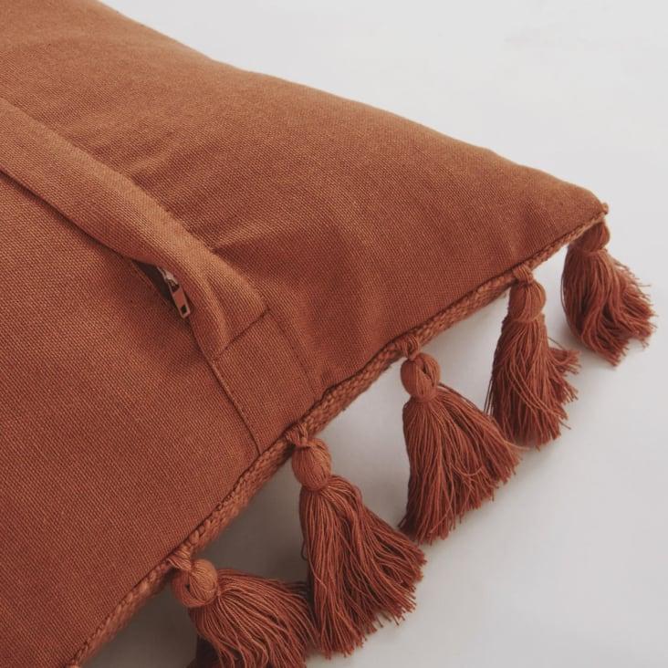 Maisons Du Monde LIMANA - Cojín De Algodón Terracota Con Pompones 50x50