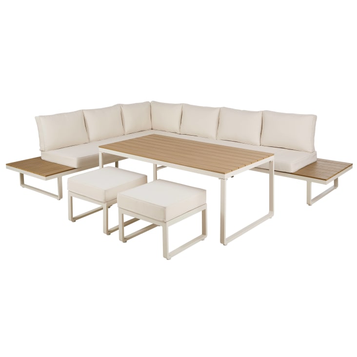 Maisons Du Monde Limassol - Salón De Jardín De 5 Plazas De Aluminio Beige Con Cojines Beige