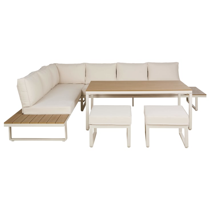 Maisons du Monde Limassol - Salón de jardín de 5 plazas de aluminio beige con cojines beige