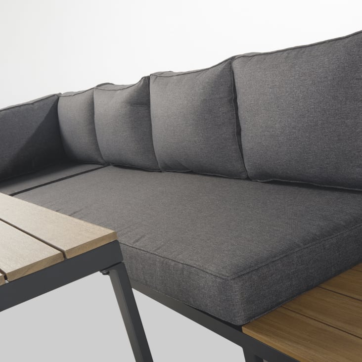 Maisons Du Monde Limassol - Salón De Jardín De 8 Plazas Gris Antracita Y Compuesto Efecto Teca