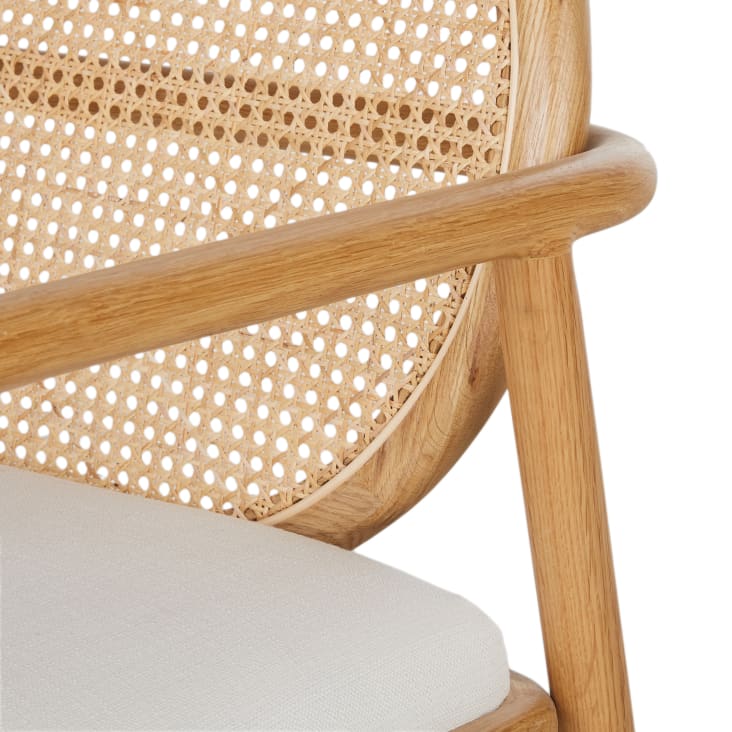 Maisons Du Monde Linette - Sillón De Rejilla De Ratán Y Tela Color Crudo