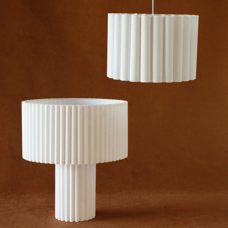 Maisons Du Monde Linoa - Lámpara Plisada De Poliéster Reciclado Blanco