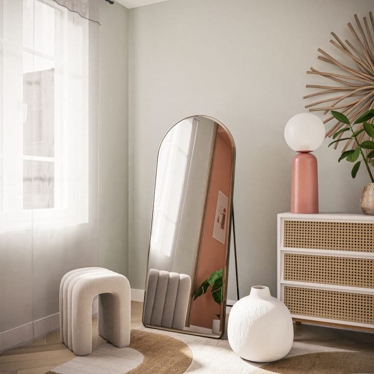 Maisons Du Monde LISA - Espejo Grande Y Arqueado De Metal Dorado 60 X 150 Cm