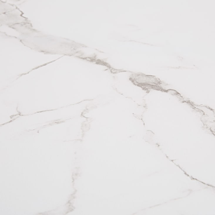 Maisons Du Monde Lisabel - Mesa De Exterior De Aluminio Y Cristal Blanco Efecto Mármol Para 8 Personas