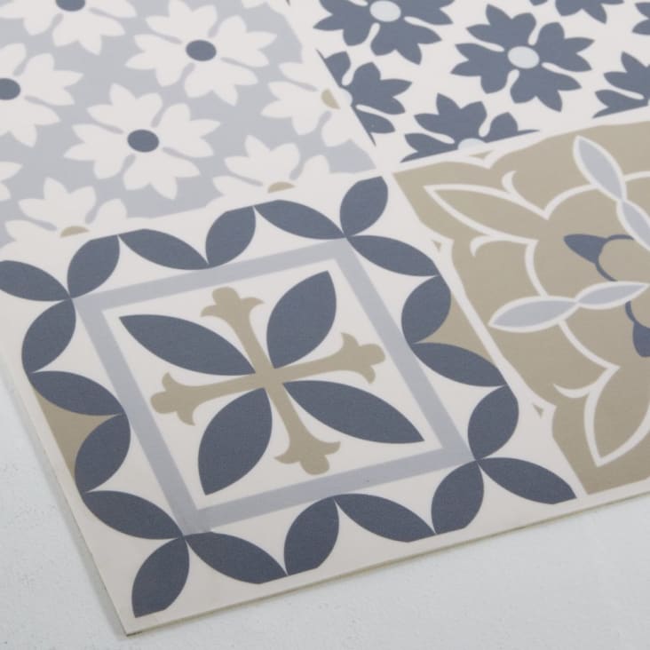 Maisons Du Monde LISBOA - Alfombra De Vinilo Con Motivos Decorativos De Azulejos De Cemento Multicolores 100x150