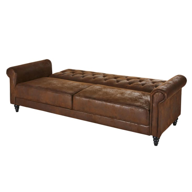 Maisons Du Monde Lise - Sofá Cama De 3/4 Plazas De Antelina Marrón