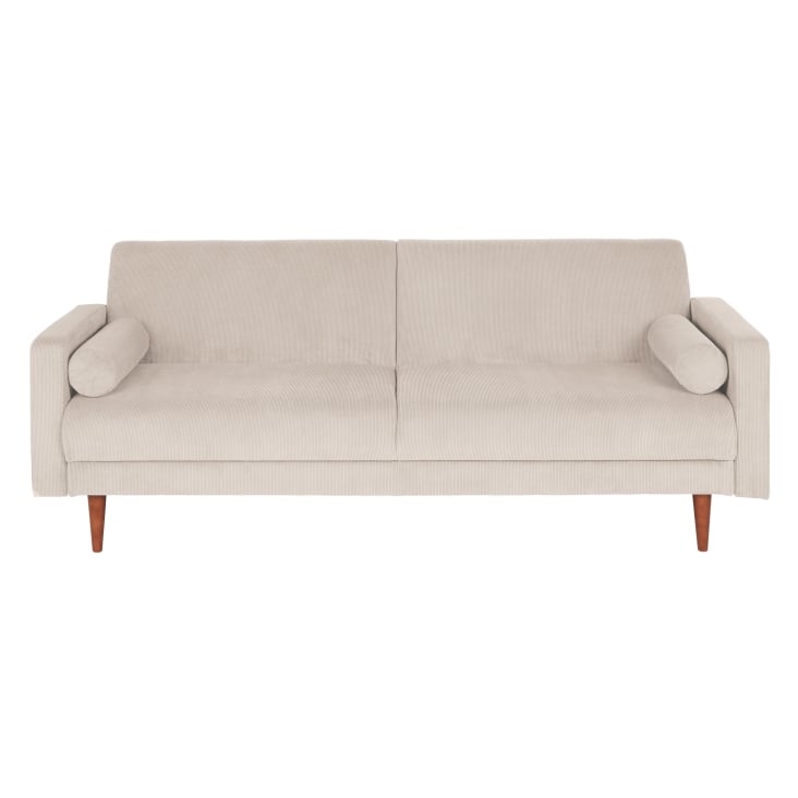 Maisons du Monde Livia - Sofá cama de 3 plazas de terciopelo beige