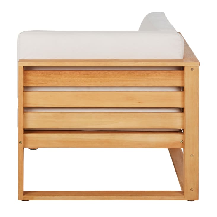 Maisons Du Monde Livio - Módulo Esquinero Para Sofá De Exterior Modulable De Madera De Eucalipto Y Poliéster Reciclado Color Crudo