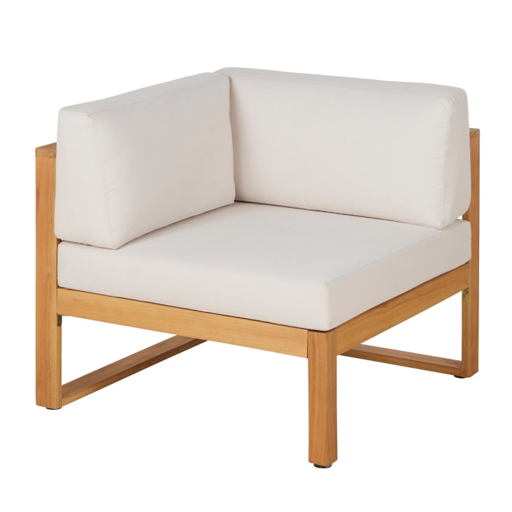 Maisons Du Monde Livio - Módulo Esquinero Para Sofá De Exterior Modulable De Madera De Eucalipto Y Poliéster Reciclado Color Crudo