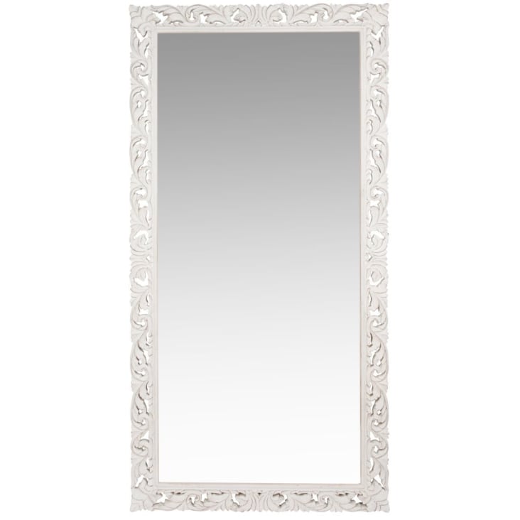 Maisons Du Monde LOMBOK - Espejo De Mango Tallado Blanco 90x180