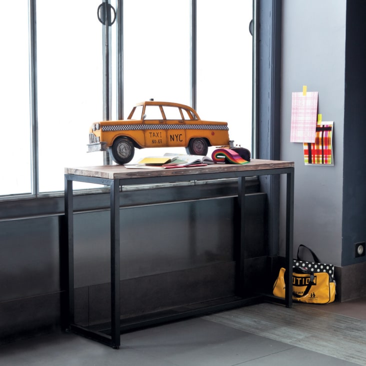 Maisons Du Monde Long Island - Consola Industrial De Abeto Macizo Blanco Y Metal