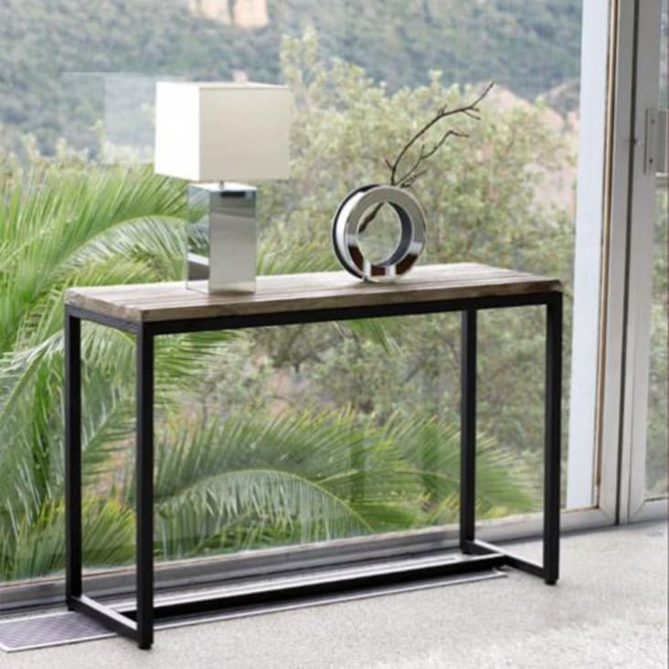 Maisons Du Monde Long Island - Consola Industrial De Abeto Macizo Blanco Y Metal