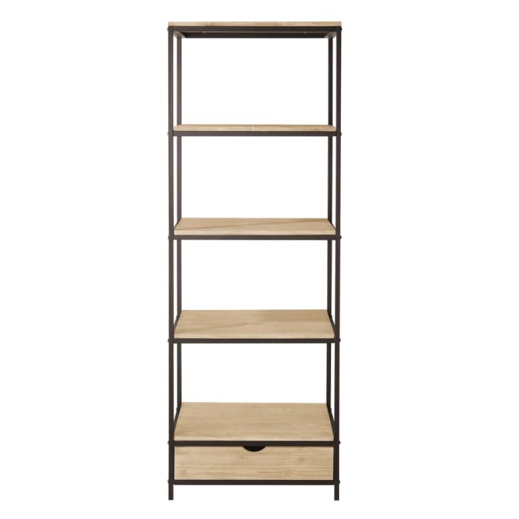 Maisons du Monde Long Island - Estantería industrial con 1 cajón de abeto macizo y metal