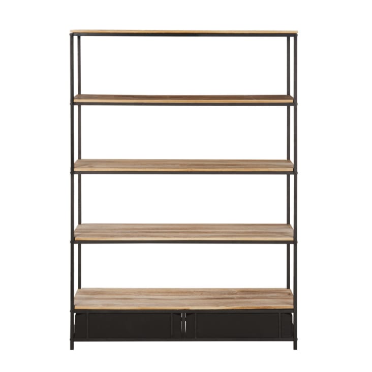 Maisons Du Monde Long Island - Estantería Industrial Con 2 Cajones De Abeto Macizo Y Metal