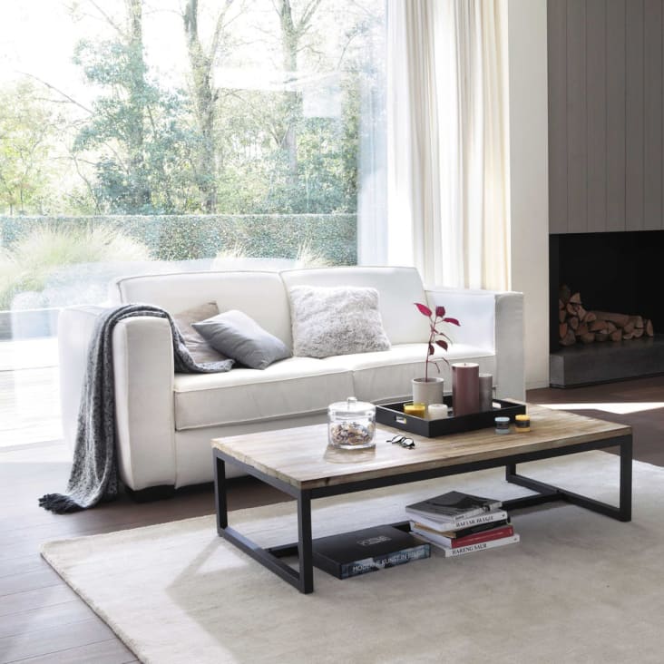 Maisons Du Monde Long Island - Mesa Baja Industrial De Abeto Macizo Y Metal