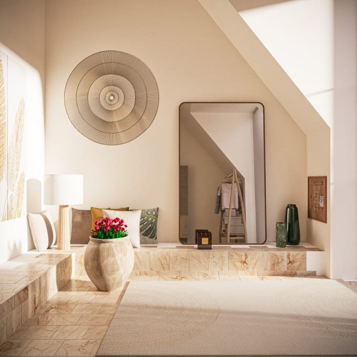 Maisons Du Monde LOTARO - Alfombra De Algodón Ecológico Color Crudo Con Estampados Afelpados 140 X 200 Cm