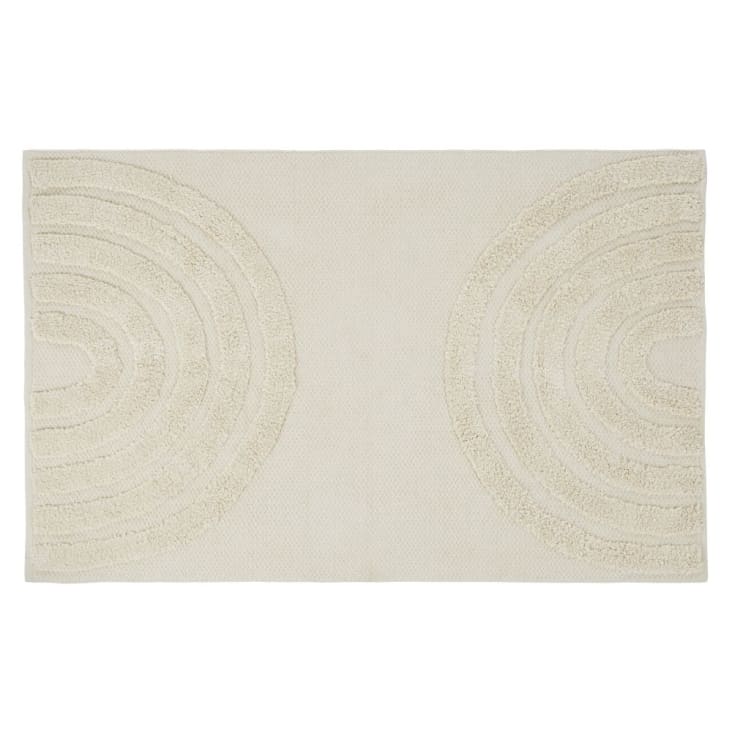 Maisons du Monde LOTARO - Alfombra de algodón ecológico color crudo con estampados afelpados 140 x 200 cm