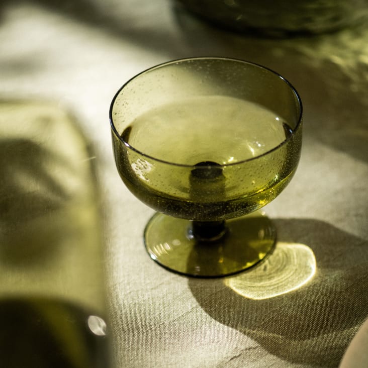 Maisons Du Monde Lote De 2 - Copa De Helado De Cristal Tintado Verde Con Burbujas