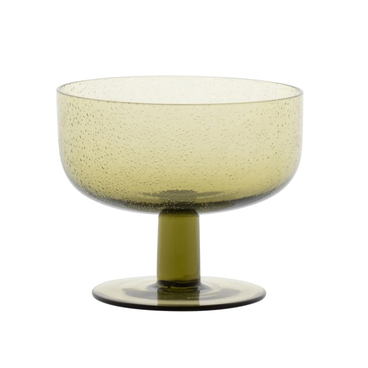 Maisons du Monde Lote de 2 - Copa de helado de cristal tintado verde con burbujas