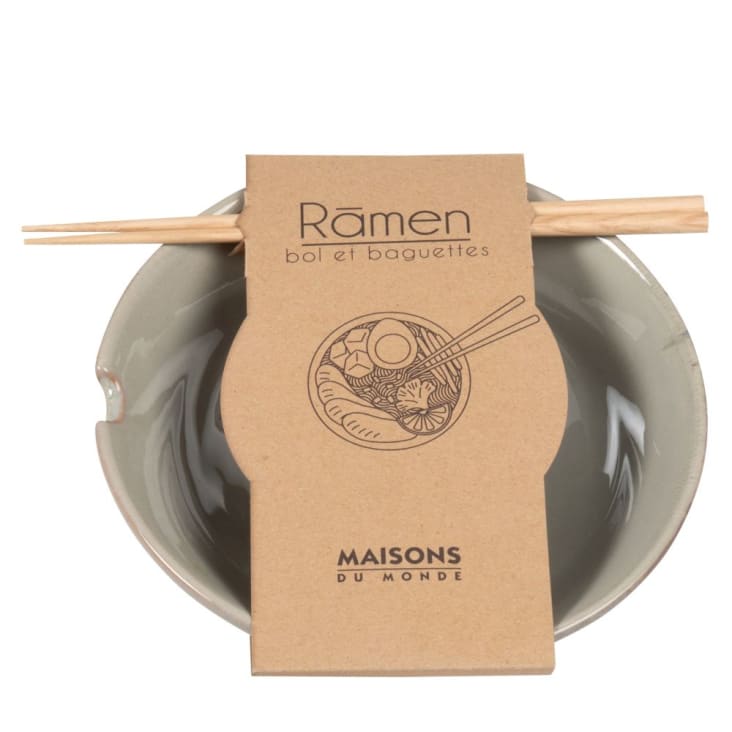Maisons du Monde Lote de 2 - Cuenco para ramen de gres verde caqui