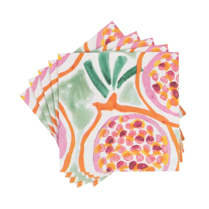 Maisons du Monde Lote de 4 - Servilletas de papel con motivos de granadas verdes naranjas y rosas (x20)