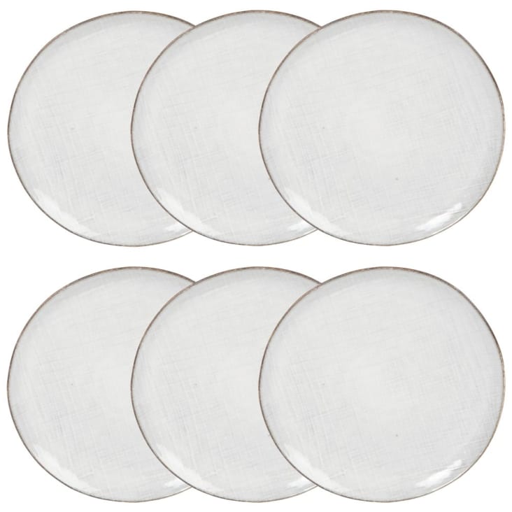 Maisons du Monde Lote de 6 - Plato de postre de cerámica color gris claro