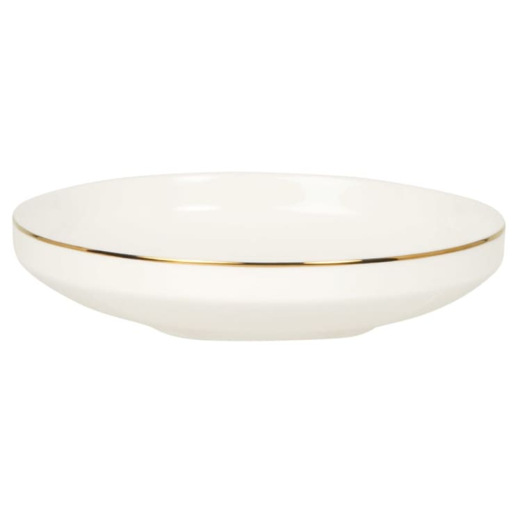 Maisons Du Monde Lote De 6 - Plato Hondo De Porcelana Beige Con Motivo De Palmera Dorada