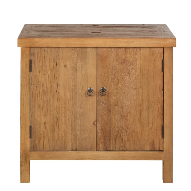 Maisons Du Monde Lotus - Mueble De Lavabo De Olmo Reciclado Y Piedra Azul