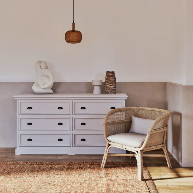 Maisons Du Monde LOUISA - Alfombra Tejida De Lana Yute Y Algodón En Beige Y Terracota 140x200