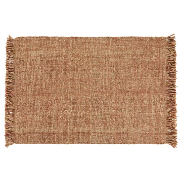 Maisons du Monde LOUISA - Alfombra tejida de lana yute y algodón en beige y terracota 140x200