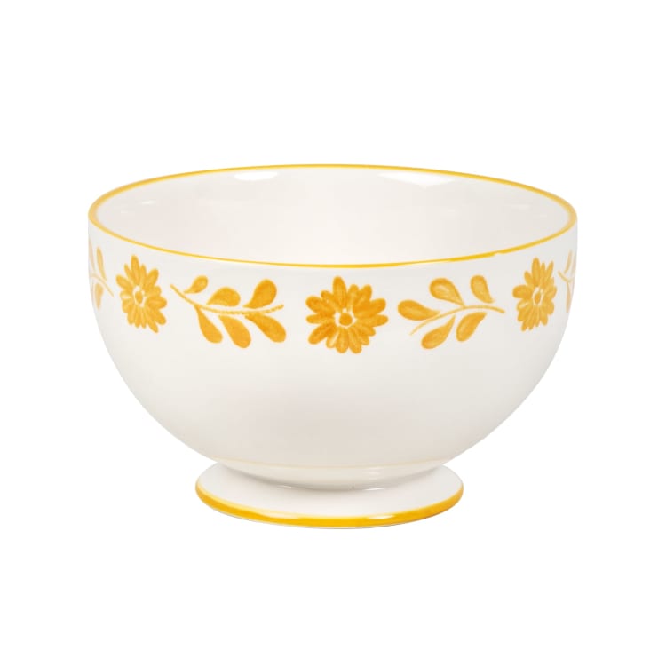 Maisons du Monde Louise - Bol de cerámica blanca con flores amarillo