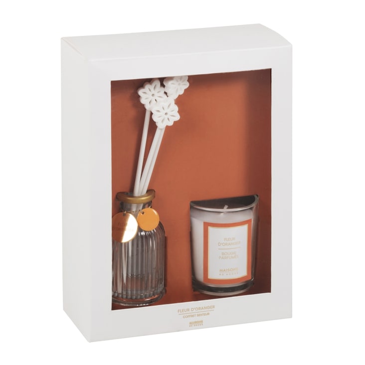 Maisons du Monde Louise - Estuche 1 vela perfumada en tarro de vidrio y difusor de azahar 100 ml