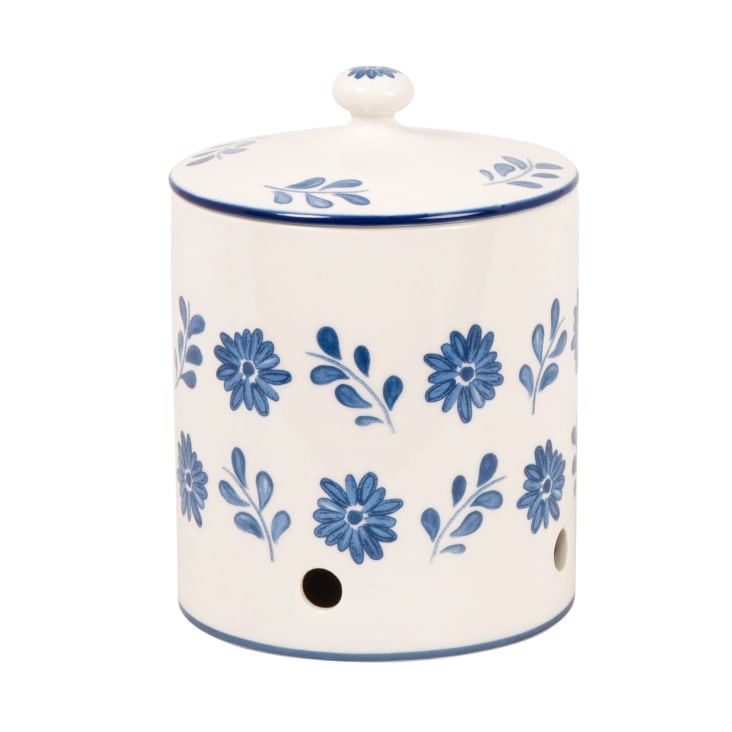 Maisons du Monde Louise - Tarro para cebollas de cerámica con diseño floral en azul Alt. 18 cm