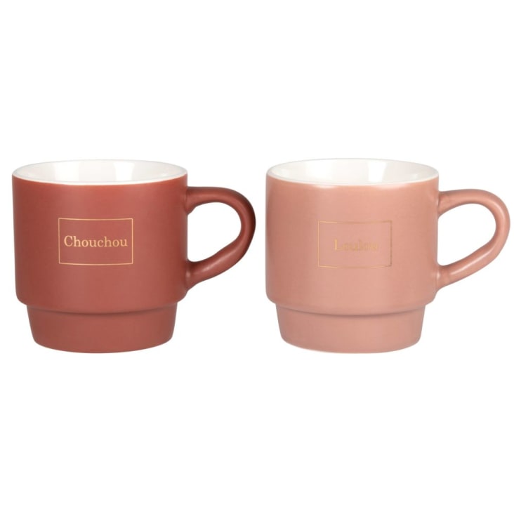 Maisons Du Monde LOULOU - Juego De 2 Tazas De Porcelana Rosa