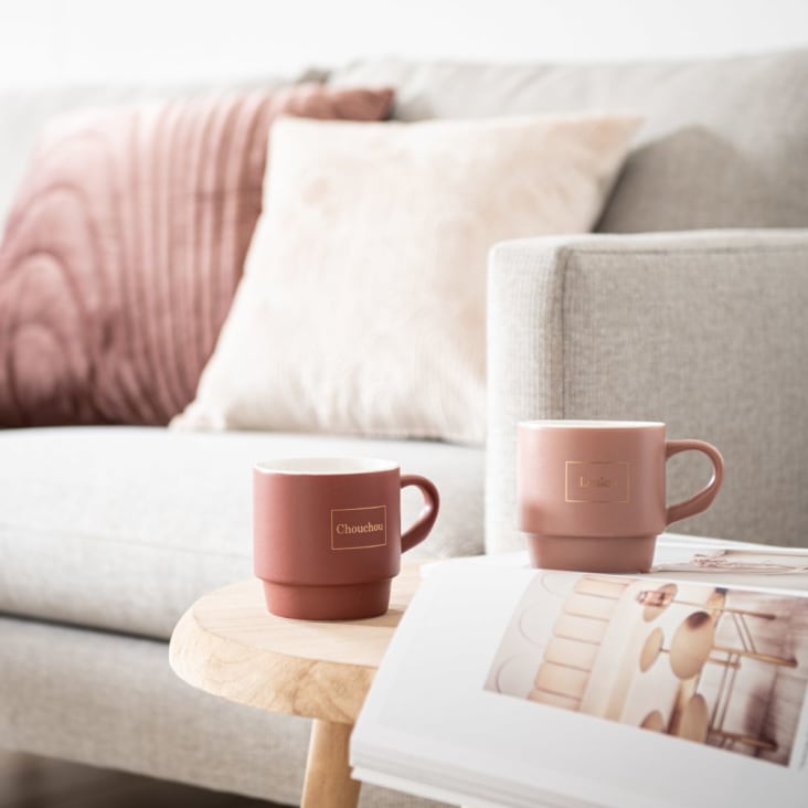 Maisons Du Monde LOULOU - Juego De 2 Tazas De Porcelana Rosa