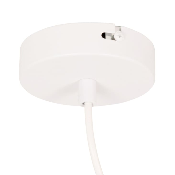 Maisons Du Monde Louna - Lámpara De Techo De Ratán Y Tela Amarilla Decorada Con Pompones Crudo Y Amarillos D. 35