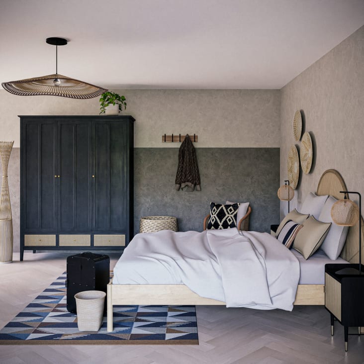 Maisons Du Monde Lourka - Cama De 160 X 200 Con Somier De Láminas En Beige