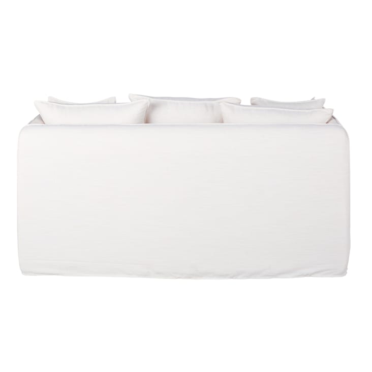 Maisons Du Monde Louvain - Sofá Cama De 2 Plazas De Tela Blanca Efecto Lino Colchón 10 Cm