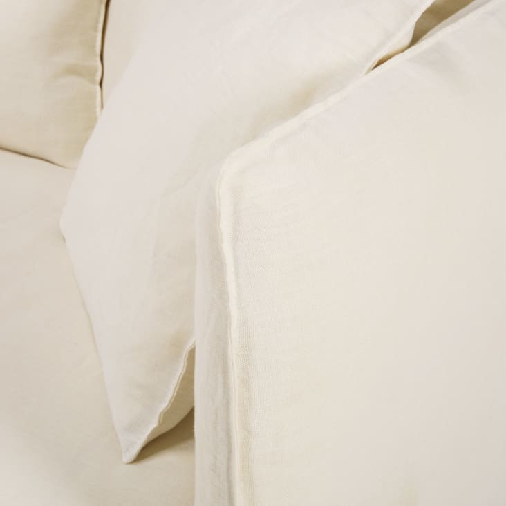 Maisons Du Monde Louvain - Sofá De 3/4 Plazas De Lino Lavado Blanco