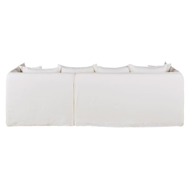 Maisons Du Monde Louvain - Sofá Esquinero Derecho De 4/5 Plazas Efecto Lino Arrugado Blanco