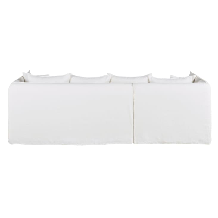 Maisons Du Monde Louvain - Sofá Rinconera Izquierdo De 3/4 Plazas De Lino Arrugado Blanco Colchón De 10 Cm